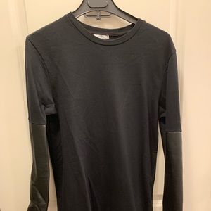 zara sweatshirt dress with leather sleeves